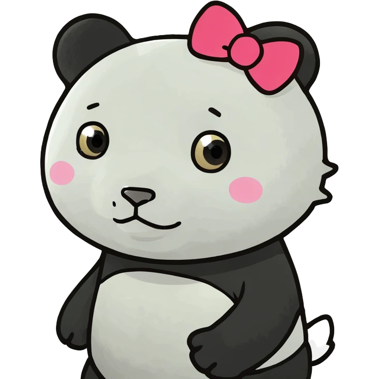 Oso panda disfrazado de hello kitty emoji