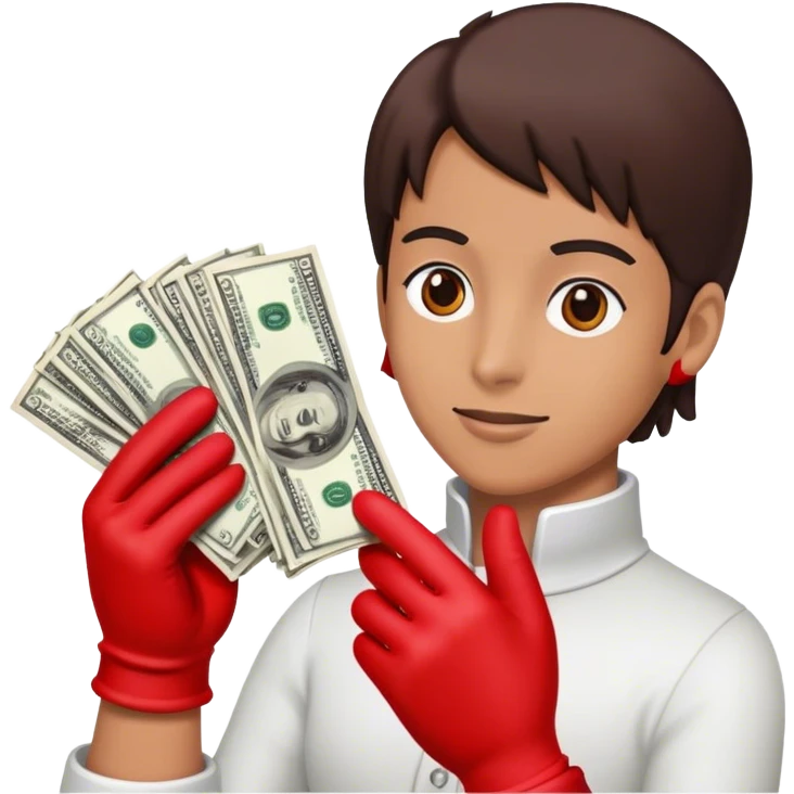 person wearing red gloves with money behind   emoji