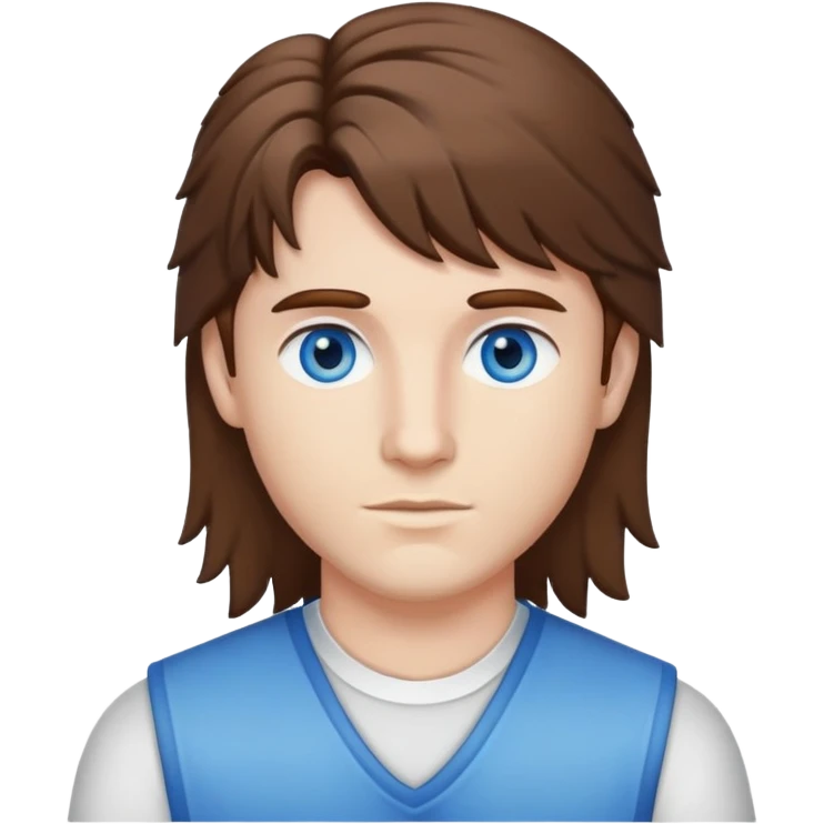 Brown Mullet blue eyes  emoji