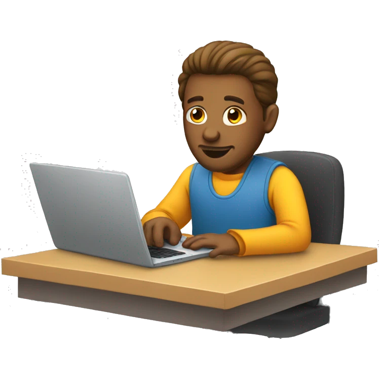 man working at laptop CA emoji