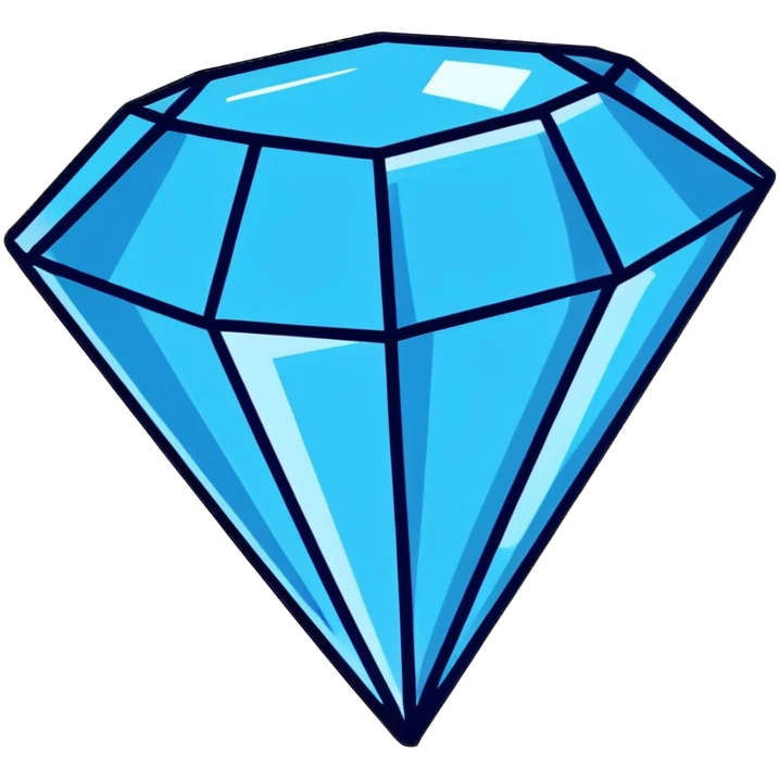 shiny blue diamond broken in half exposing crystal structure inside emoji
