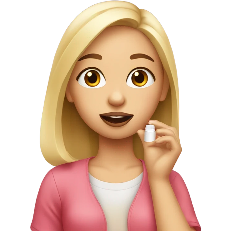 a girl applying lip balm emoji
