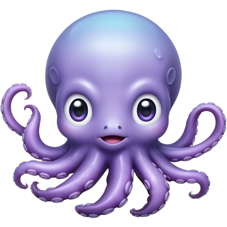 Meme-Worthy Floating Baby Octopus Portrait Emoji, Drifting gracefully in the water with soft, curled tentacles and a dreamy, weightless posture, showcasing a smooth, rounded light blue-purple body with mesmerizingly large, gentle eyes gazing into the abyss, Simplified yet poetically expressive features, highly detailed, glowing with a soft, celestial marine glow, high shine, quiet and mystical, stylized with an air of deep-sea serenity, soft glowing outline, capturing the essence of a tiny, peaceful cephalopod floating endlessly in the infinite beauty of the ocean depths! emoji