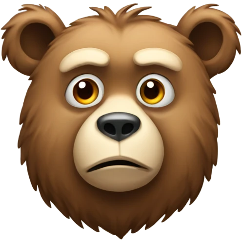 A bear thinking about a monkey emoji