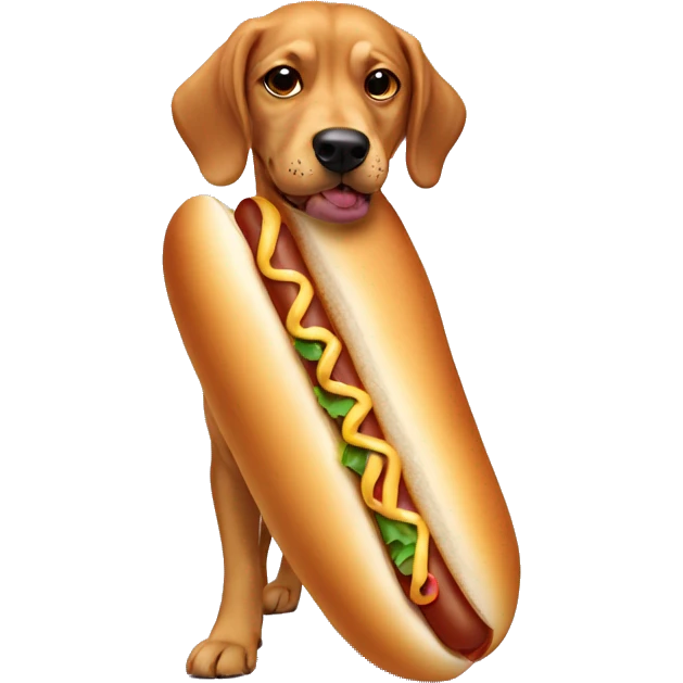 A winer dog in a hot dog bun  emoji