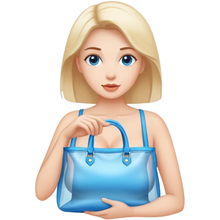Woman with big boobs clear blue bag emoji
