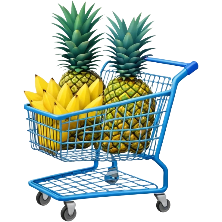 blue shopping cart with pineapples emoji
