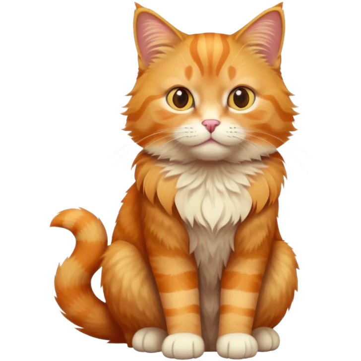 full body orange tabby cat sitting upright emoji