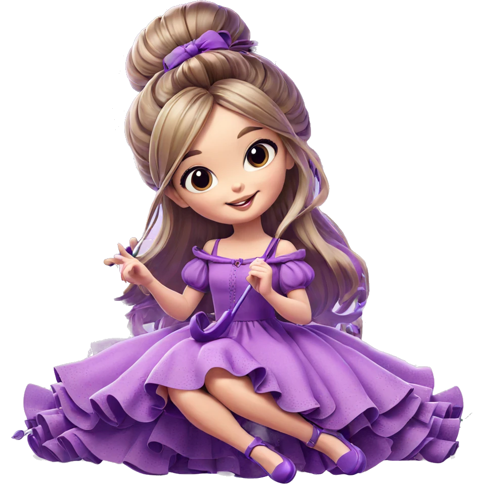 smiling girl in purple dress emoji