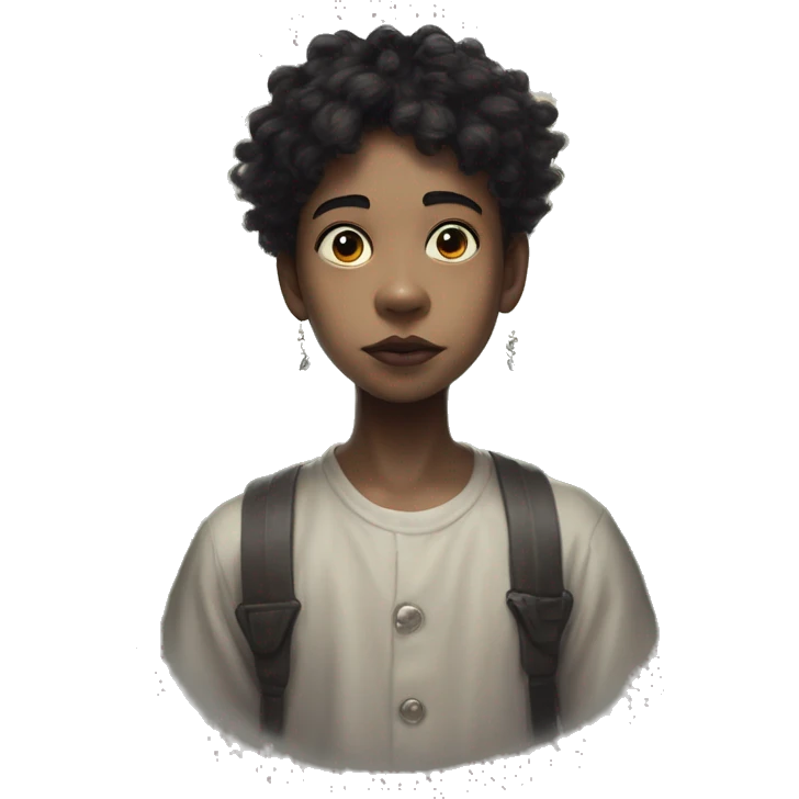 Wholesome streamer in Totoro style, oil paint, black eyes, intricate lips, masterpiece portrait, beautiful, desirable, logical, love, peace, understanding emoji