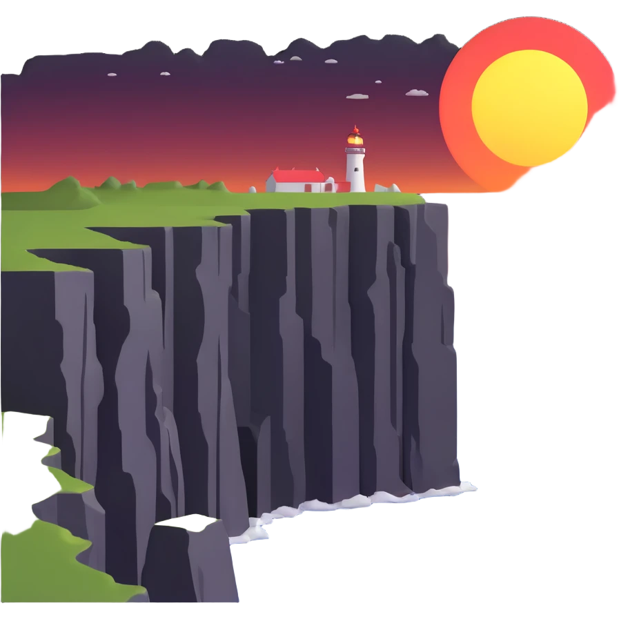North Cape cliff with midnight sun over horizon emoji