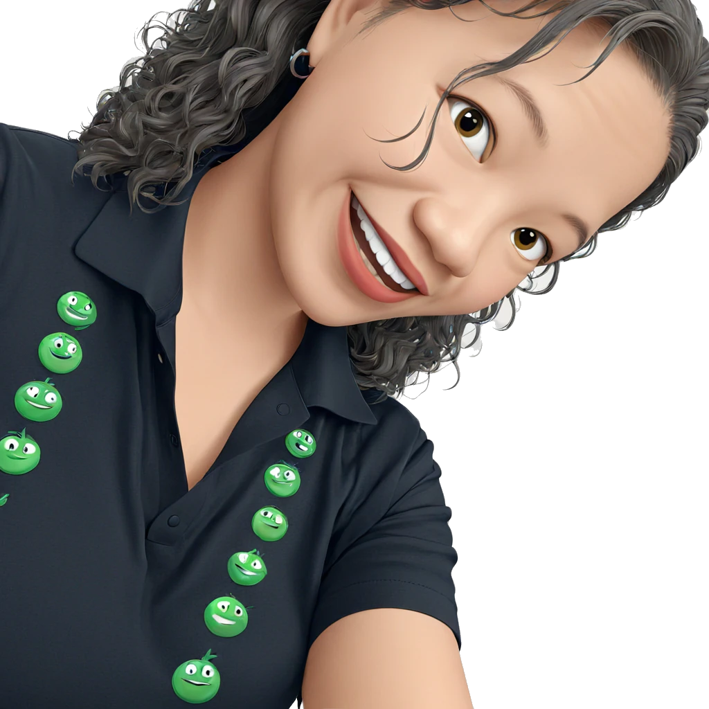 smiling girl in black shirt emoji