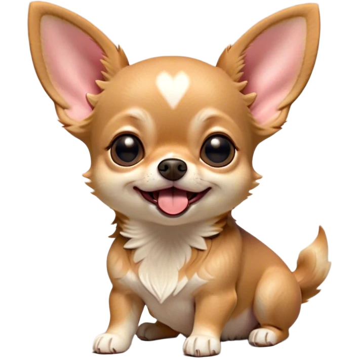 Cinematic Cute Yawning Fawn Short Haired Chihuahua Portrait Emoji, Head tilted slightly with a dramatic, wide-open yawn, soft fawn fur with a velvety texture, floppy ears slightly drooping, round dark eyes barely open in drowsy contentment, Simplified yet irresistibly adorable features, highly detailed, glowing with a soft, cozy glow, high shine, relaxed yet expressive, stylized with a touch of whimsy, bright and endearing, soft glowing outline, capturing the essence of a sleepy yet affectionate pup, so drowsy it feels like it could stretch right out of the screen and curl up for a nap! emoji