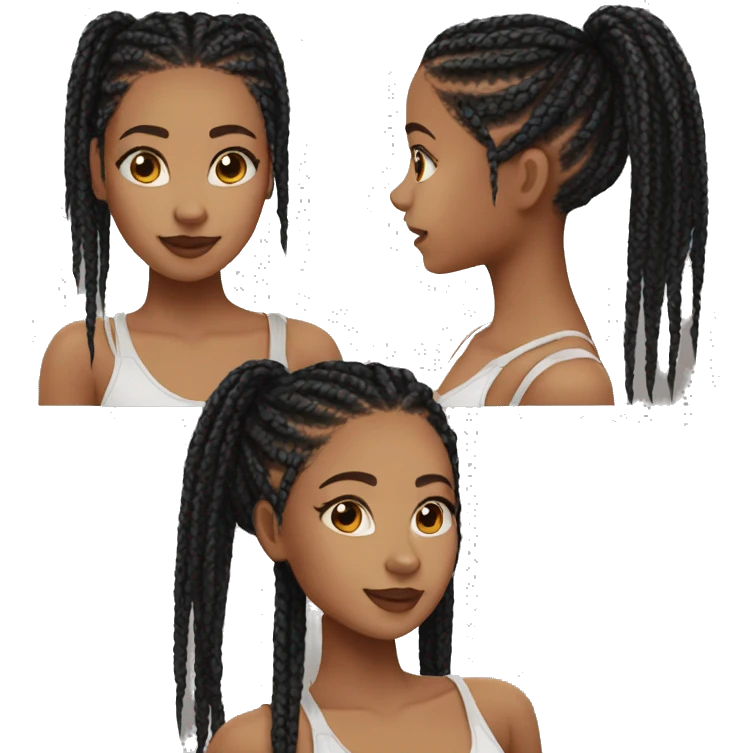 cute girl with black box braids emoji