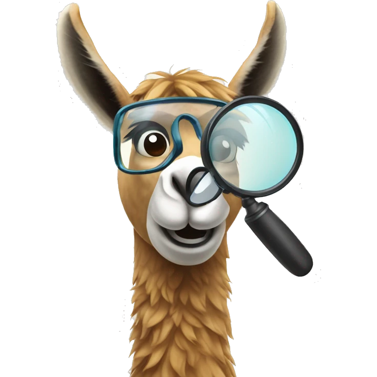 llama with a magnifying glass emoji