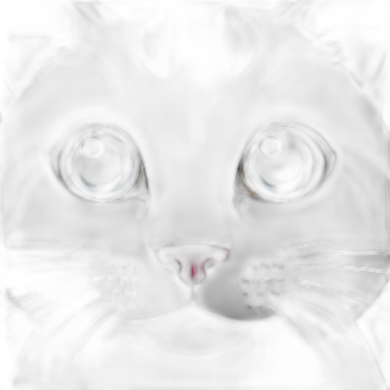 a cat with a pink nose, a little gray age, blue eyes and a white lower face emoji