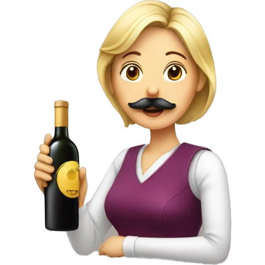 Mujer con bigote bebiendo vino emoji
