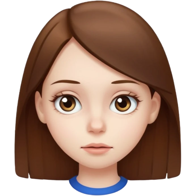 A girl with straight brown hair rolling their aeyes emoji