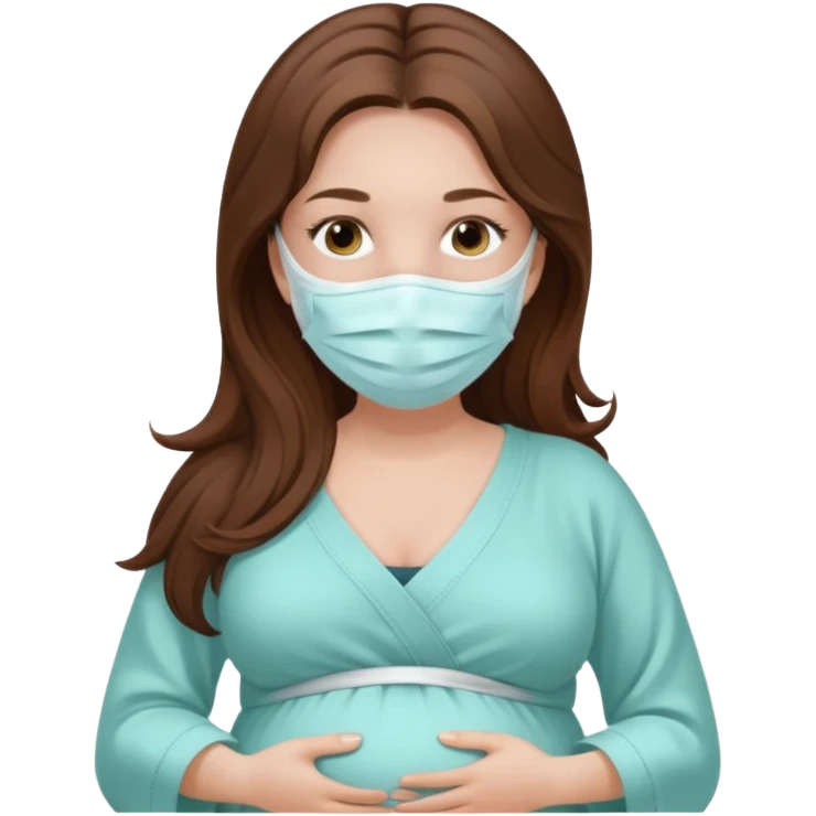 "Pregnant woman, with face mask spa, with long brown hair and fair skin."
 emoji