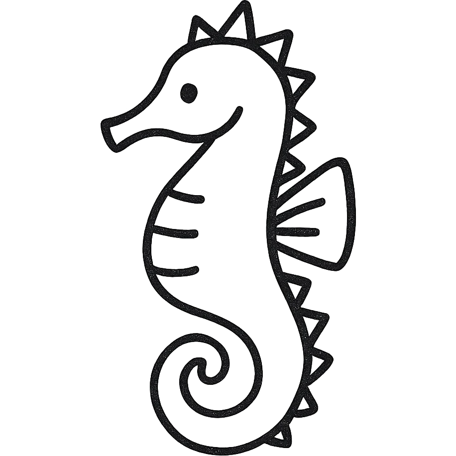 hand-drawn outlined seahorse icon emoji