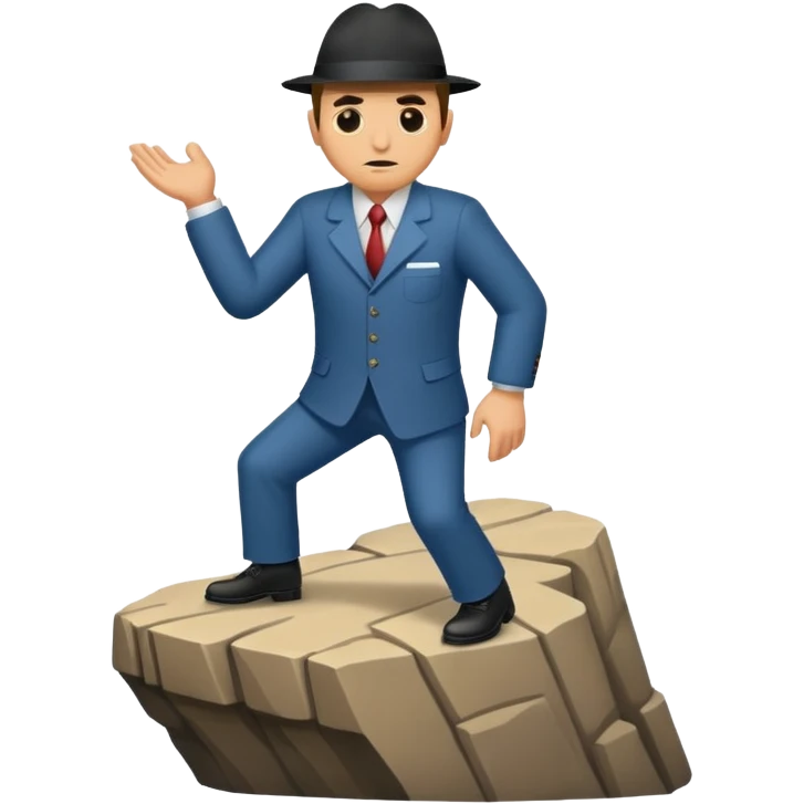 a mafiosi informant bound up and held over a cliff emoji