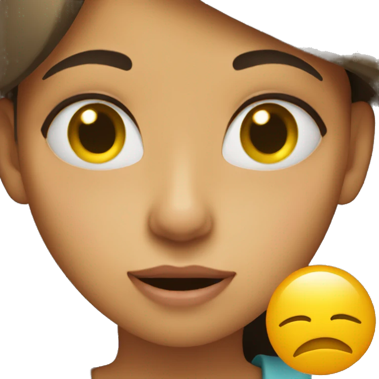 girl with quiet hand pose in mouth emoji