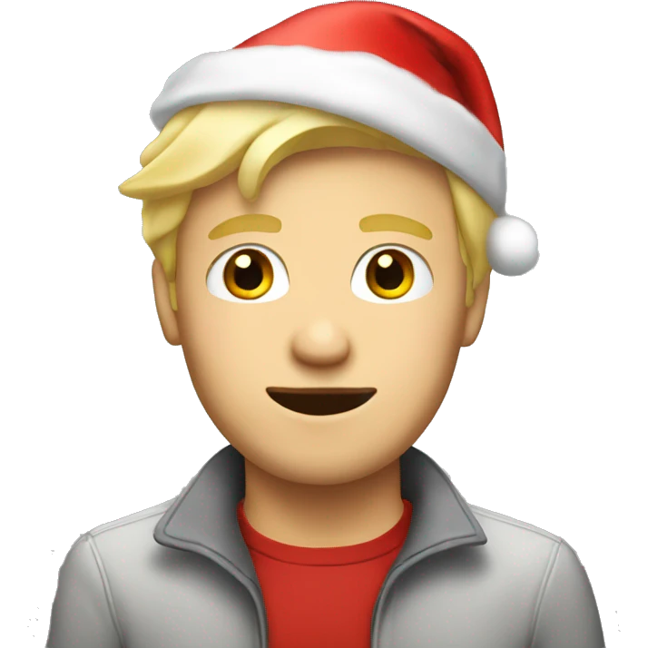Blond Guy with Christmas hat emoji
