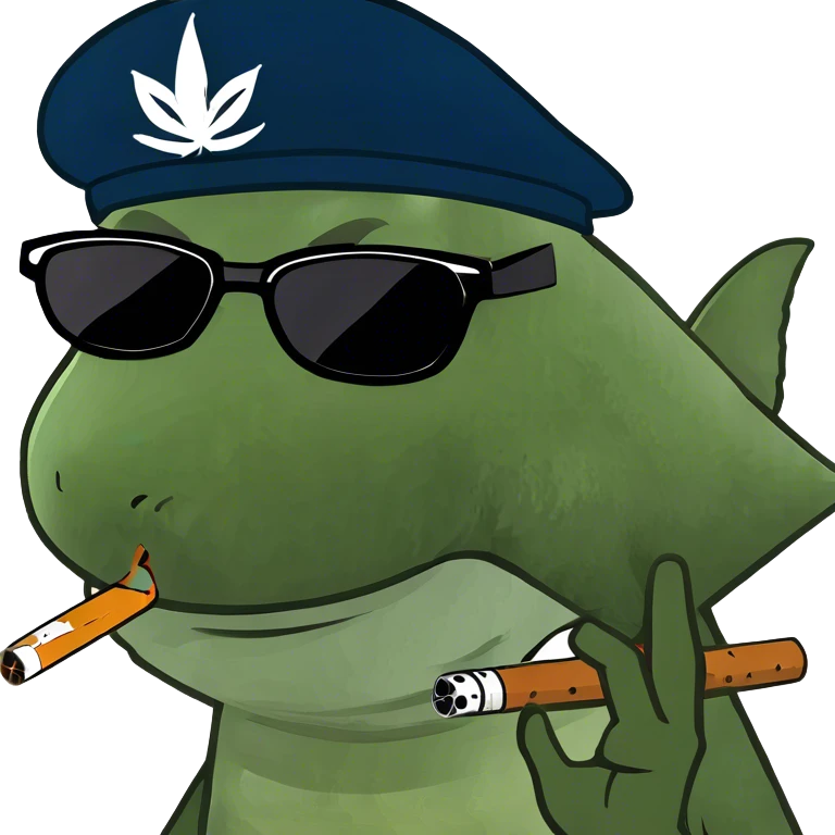 Shark smoking a spliff emoji