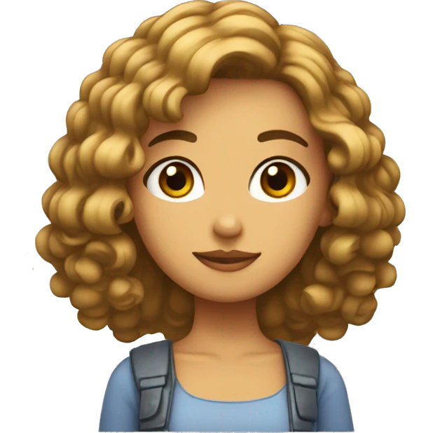 Chica blanca, pelo castaño y rulo  emoji