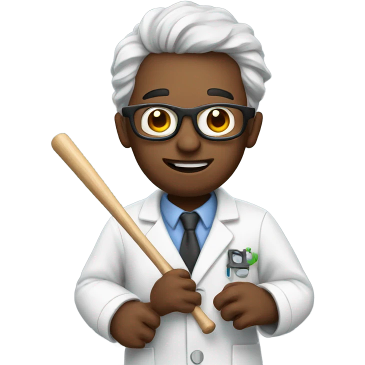 Scientist holding a bat emoji