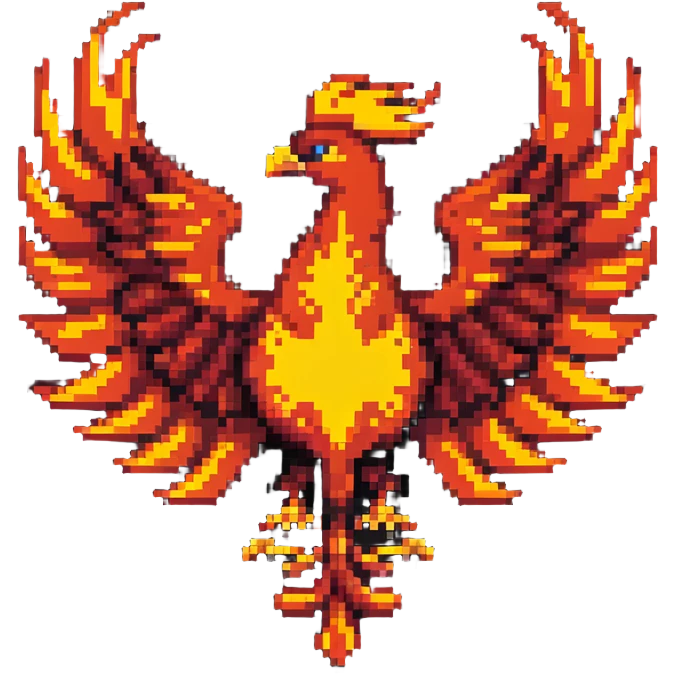 VIP member phoenix emblem rising from flames with special markings emoji
