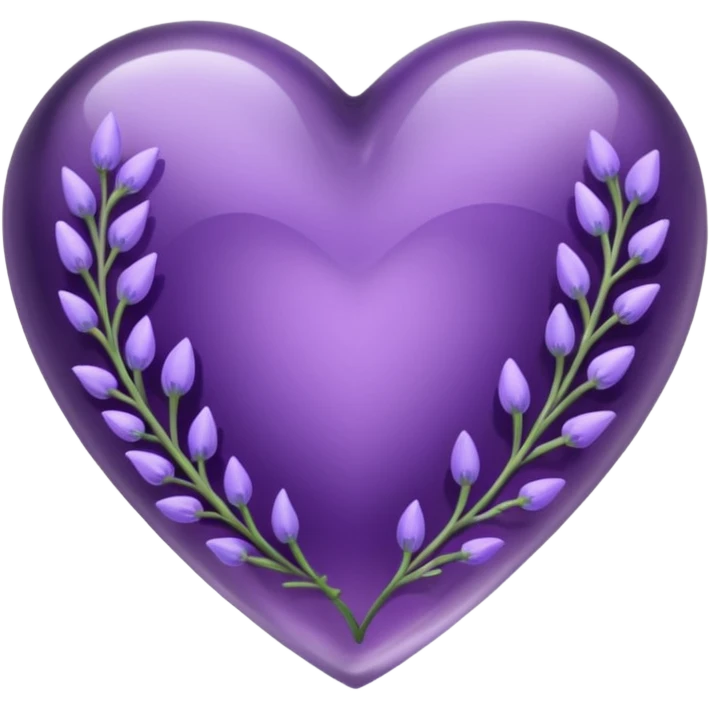 Purple amethyst heart with lavender flowers inside emoji
