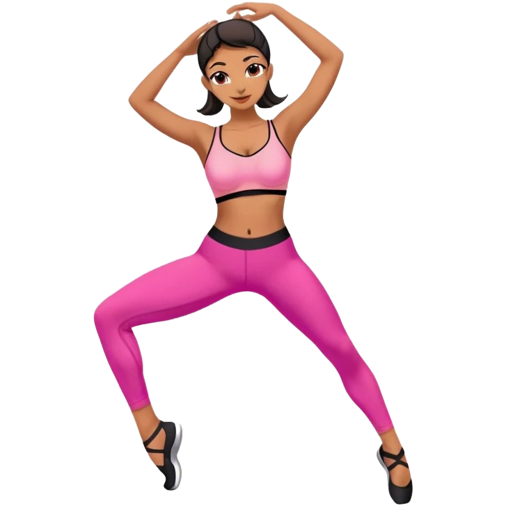 Dancer wearing a pink bra top and black leggings emoji