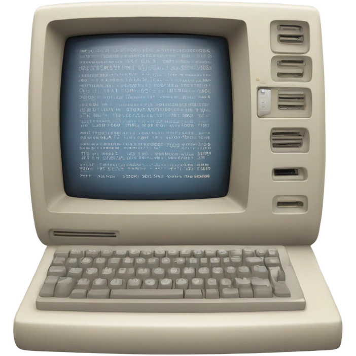 old apple computer with codes on the screen emoji