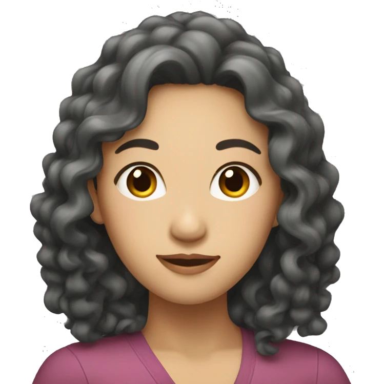 Asian woman with long curly hair emoji