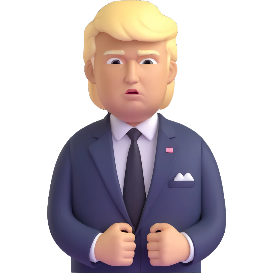 Donald Trump with blonde hair and suit emoji