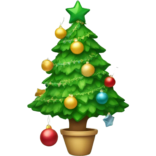 Green christmas tree with cute decorations  emoji