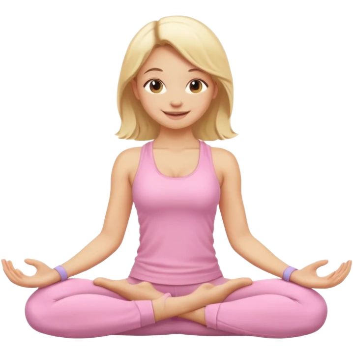 blonde yoga girl light pink clothes n emoji