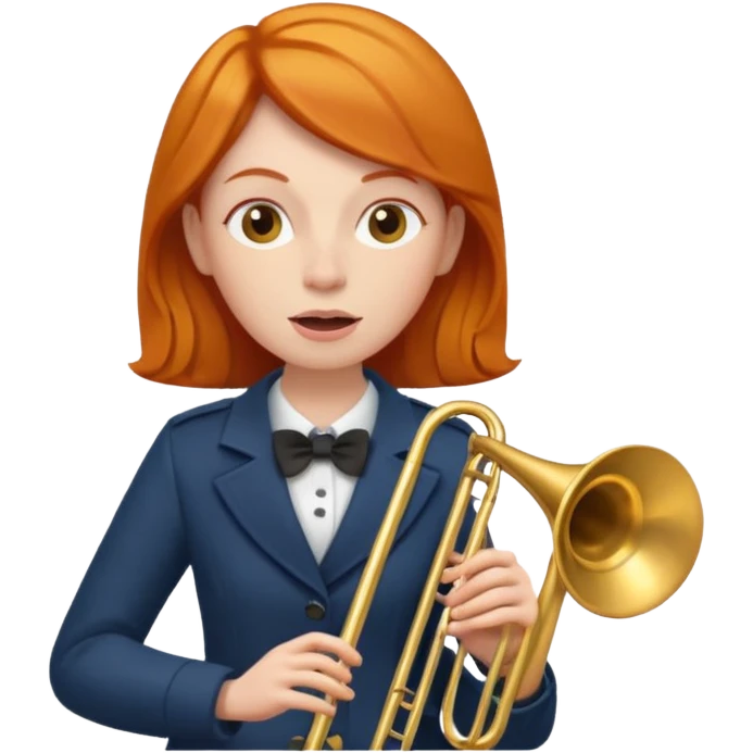 Ginger woman playing trombone emoji