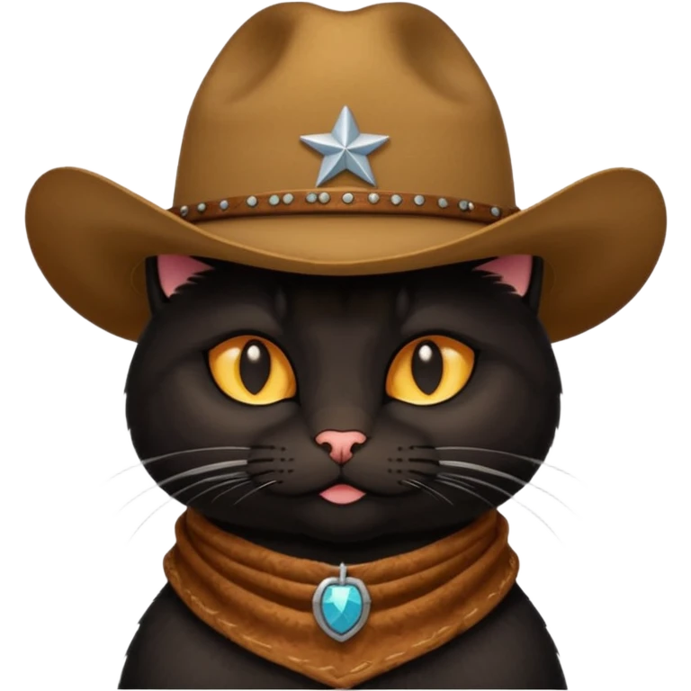 Gato negro con sombrero vaquero  emoji