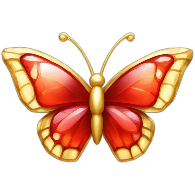 gold and red crystal butterfly jewel emoji