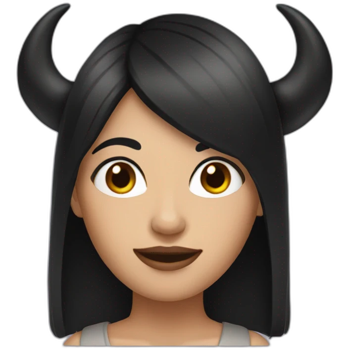 A woman with black hair and horns emoji