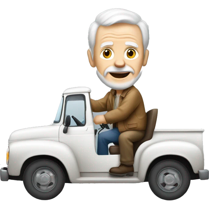 White old man driving ford truck emoji