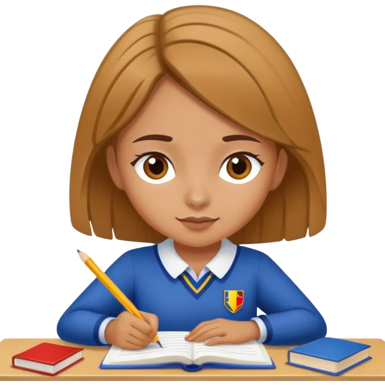 a girl doing her romanian homework emoji