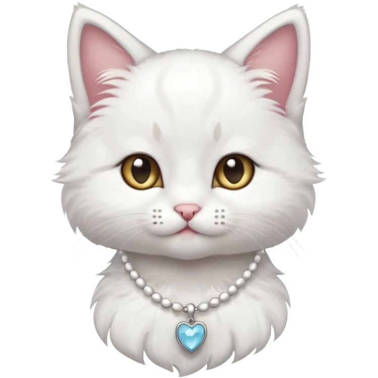 cute kittie with a necklace saying "i miss u" on it emoji