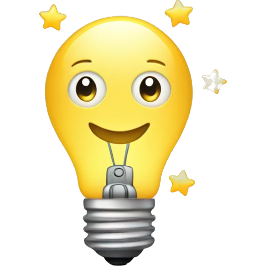 light bulb with little brain and stars inside emoji