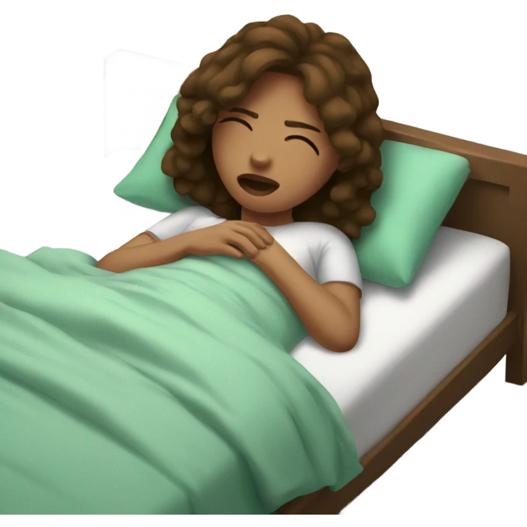 Girl with brown hair sick in bed emoji