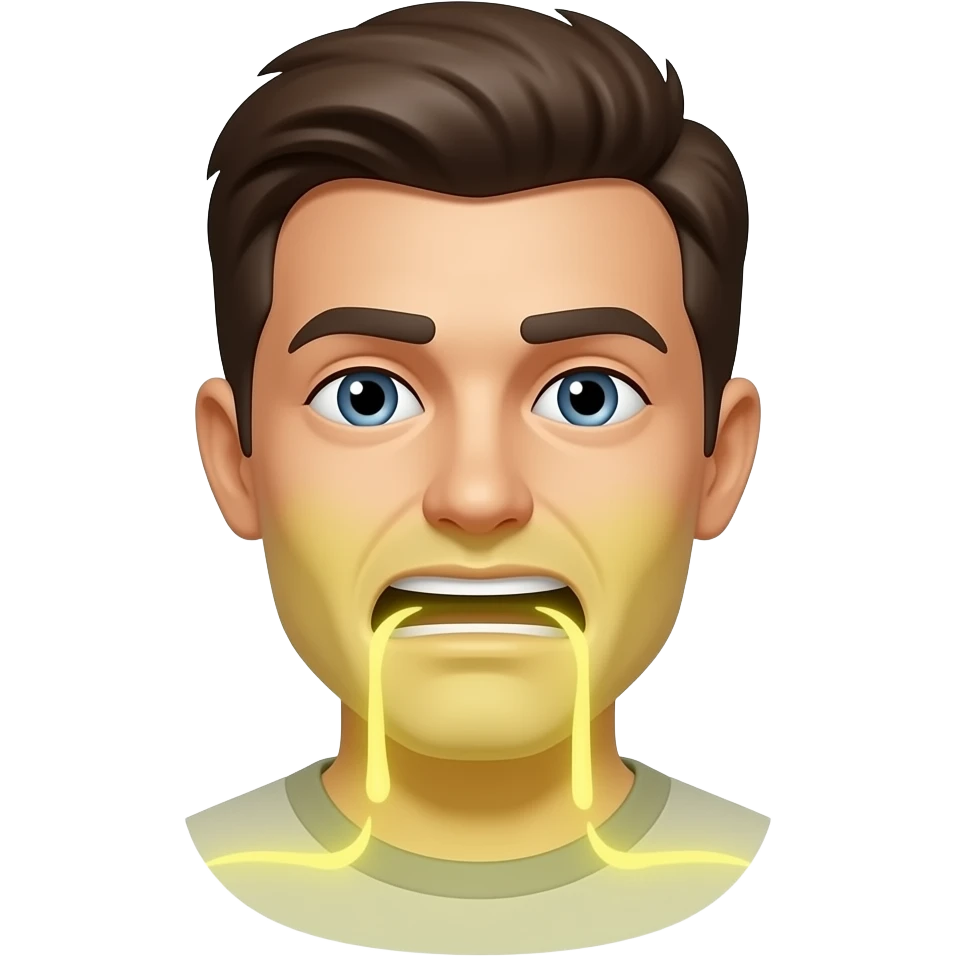 Yellow round glossy Emoji projectile vomiting emoji