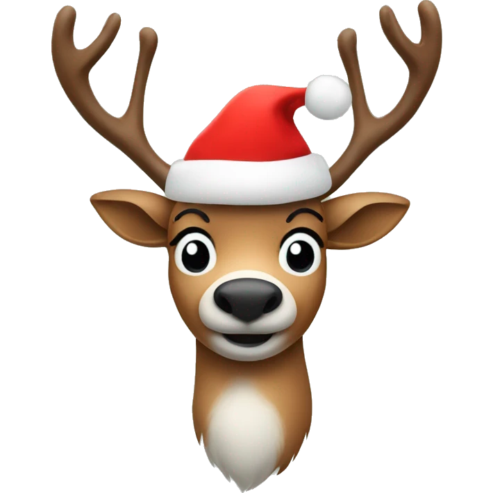 Reindeer with Xmas hat and red nose  emoji