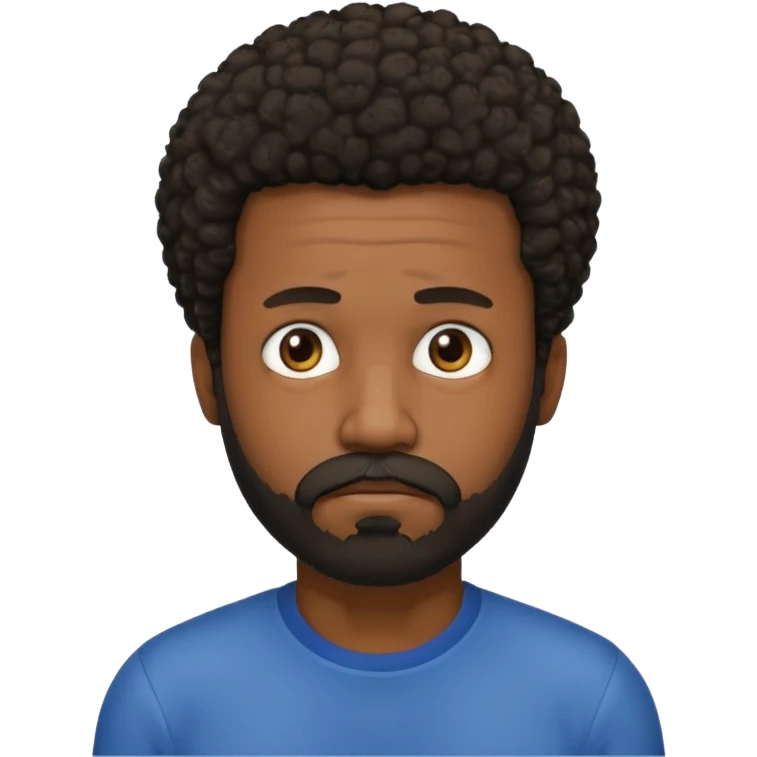 black man with beard, mustache, and short afro sad emoji